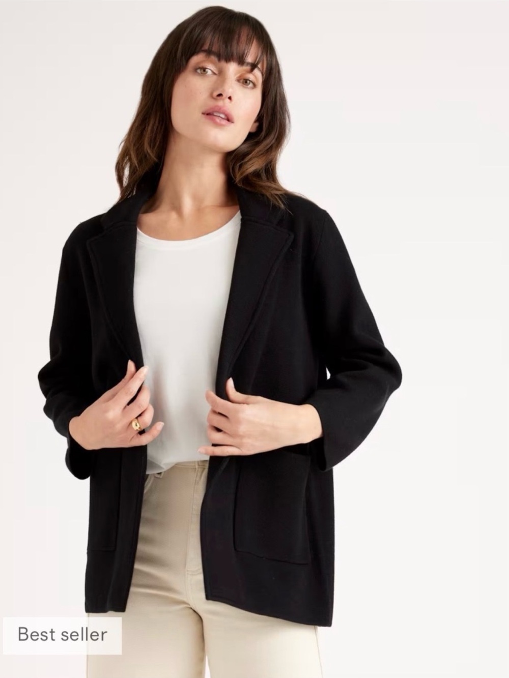 Quince black knit top